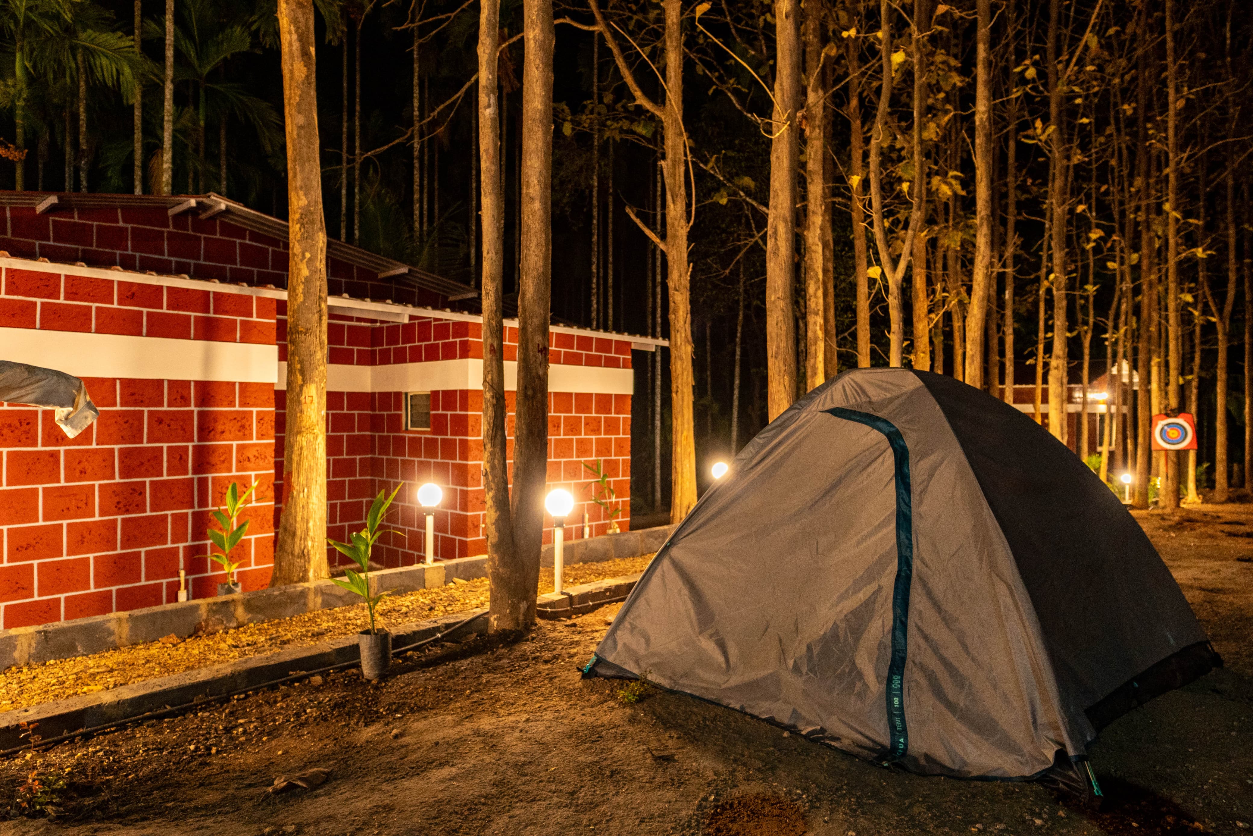 Jungle camping tent set up under the stars at Infinity Junglestay